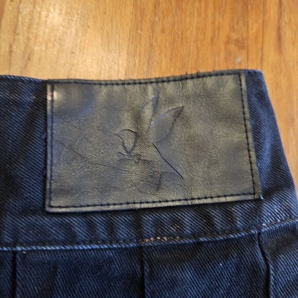 One Teaspoon Pleated Mid Waist Micro Mini Denim Skirt Sz 26 Black - Picture 4 of 7